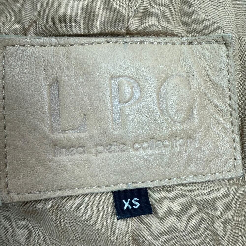 L.P.C Linea Pelle Collection tan lamb leather motorcycle jacket fitted - Picture 5 of 16